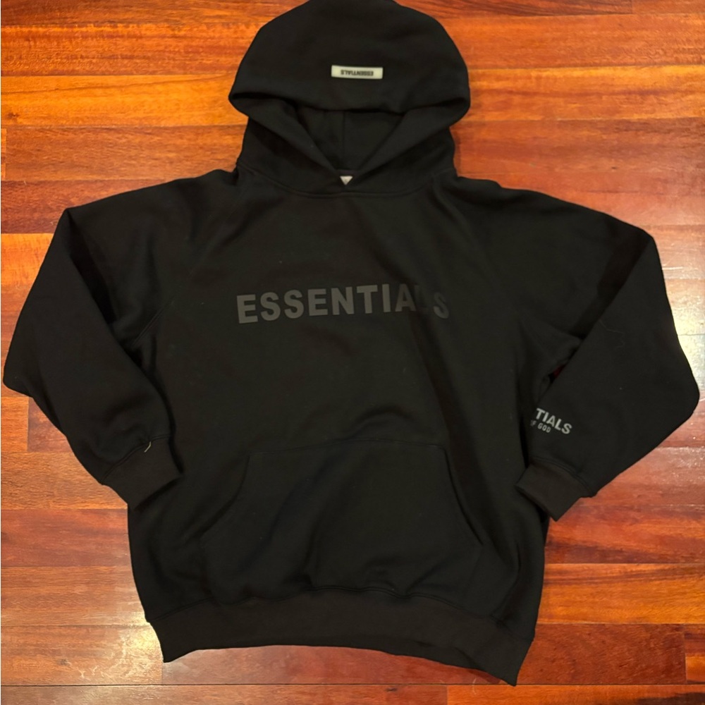 Essentials Black Sweatshirt Minimalist Pullover Hoodie
